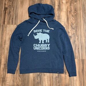 Women's Navy Hoodie - Save the Chubby Unicorns